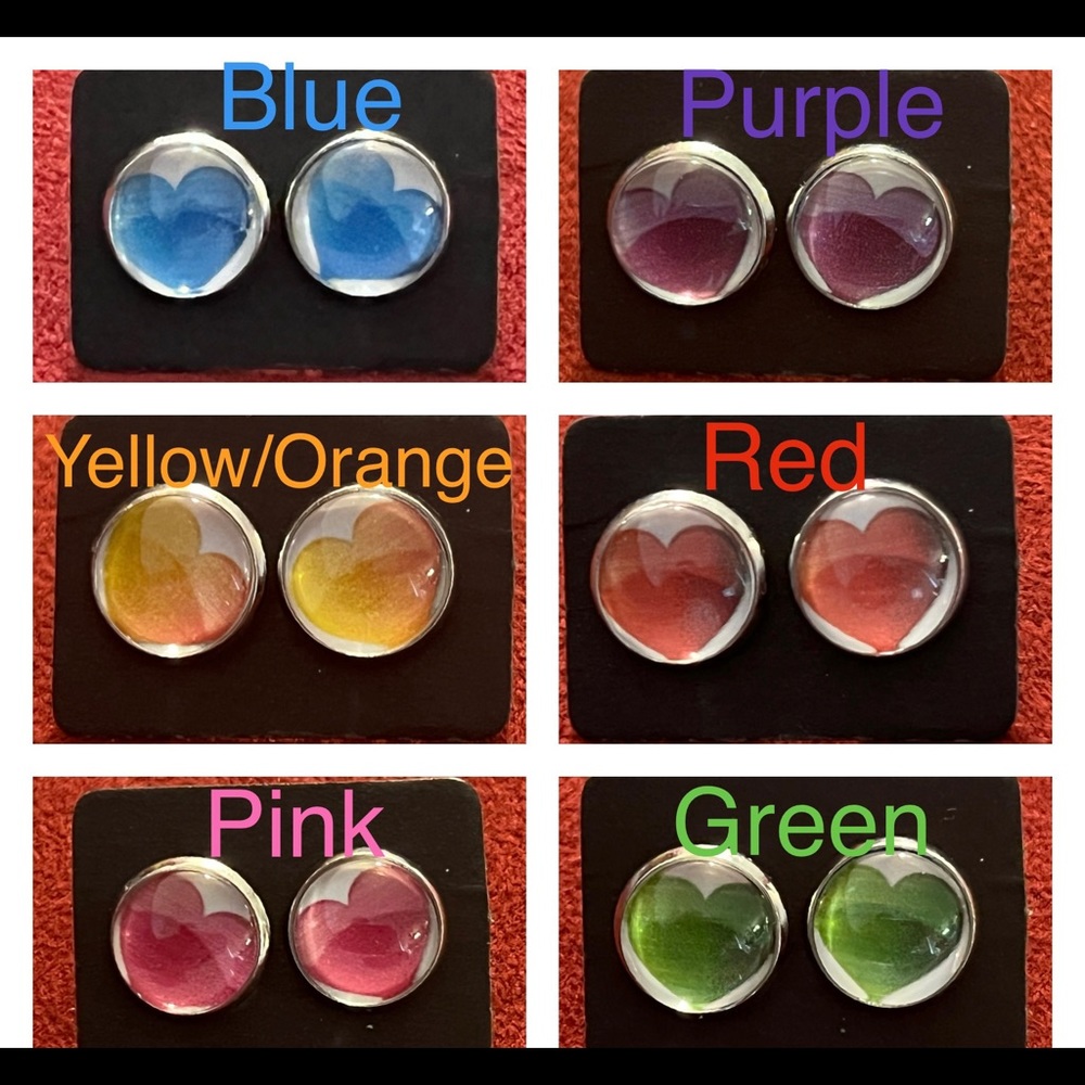 Heart Stud Earrings Set